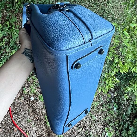 COACH Lori Shoulder Bag Pebbled Leather C4824 Gunmetal/Washed Chambray Blue NWT - Picture 5 of 10